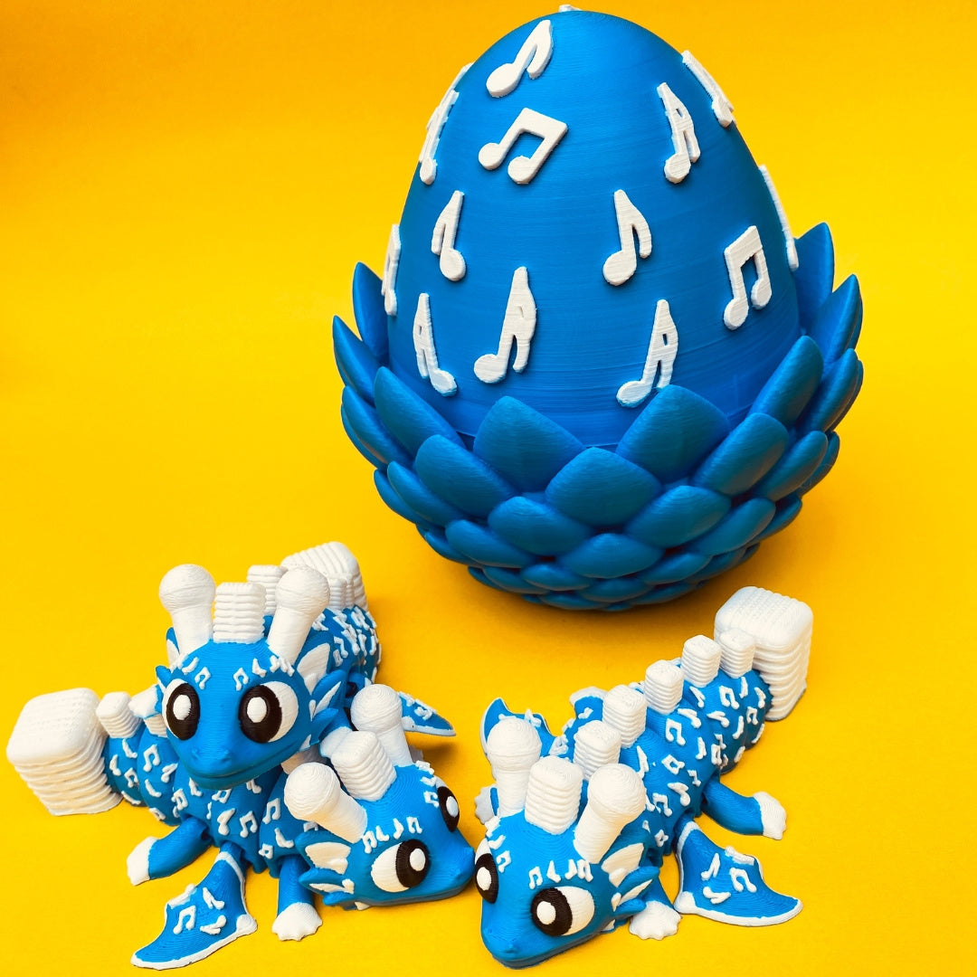 Articulated Music Dragon with Egg: 3D Printed Fantasy Figurine