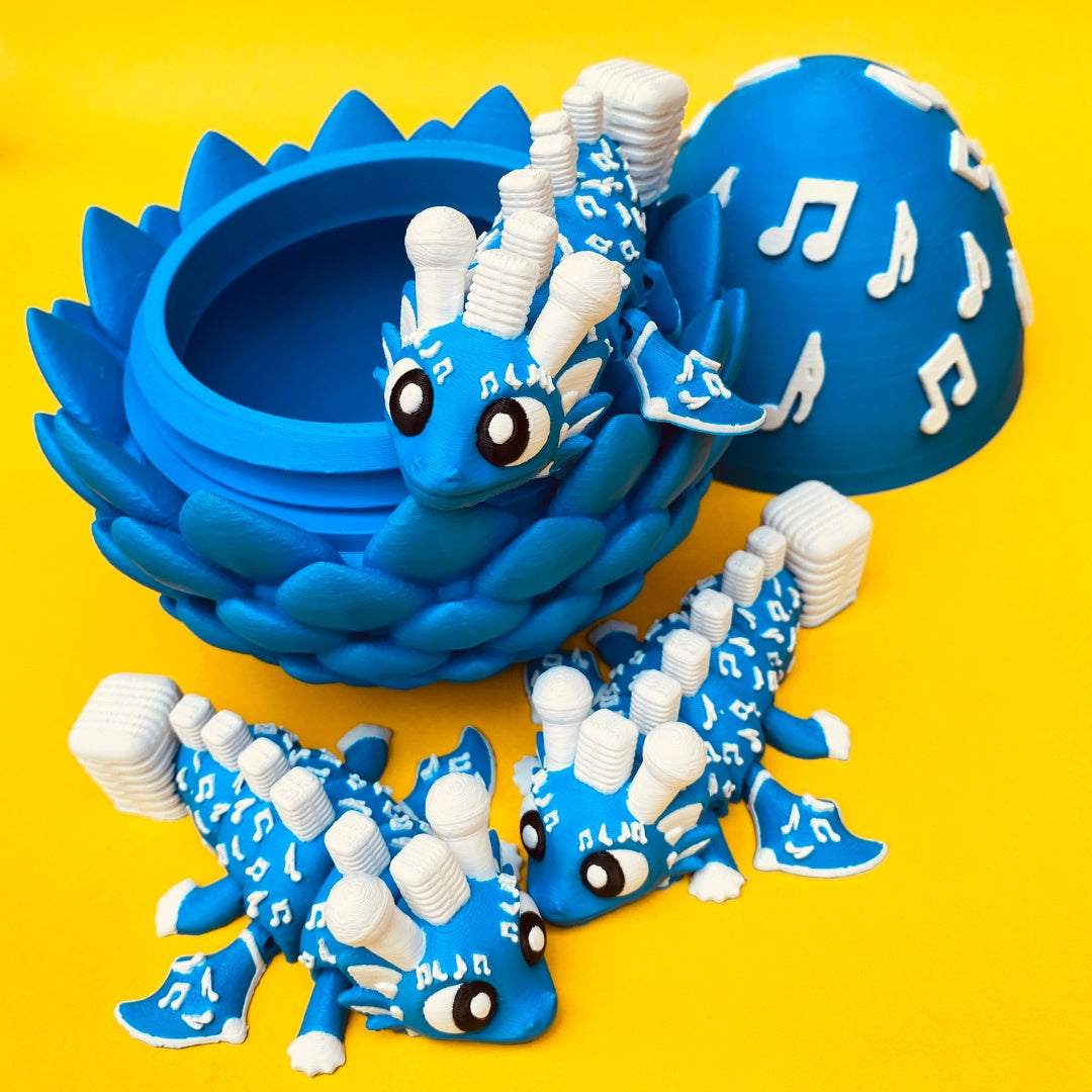 Articulated Music Dragon with Egg: 3D Printed Fantasy Figurine
