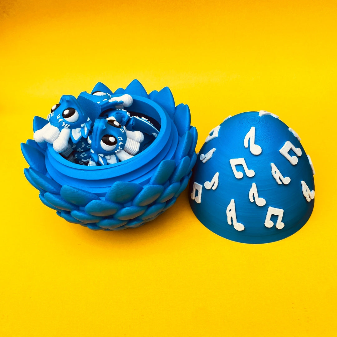 Articulated Music Dragon with Egg: 3D Printed Fantasy Figurine
