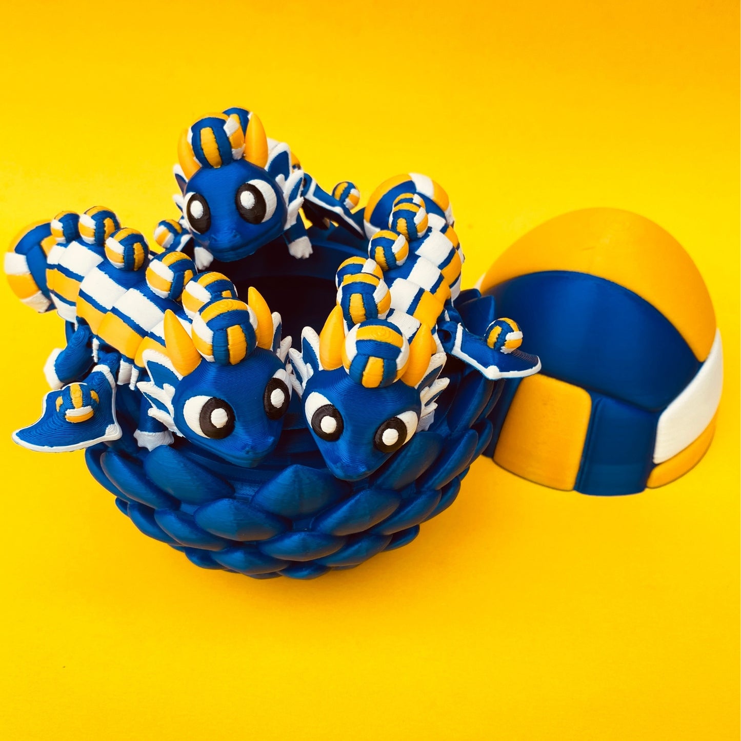 Volleyball Dragon with Egg – Articulated Fantasy Figurine – Sports Fan Collectible – Unique Dragon Lover Gift
