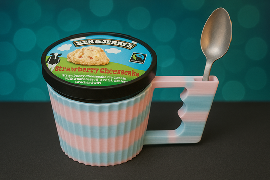 3D Printed Ice Cream Pint Holder: Sustainable Bioplastic, Ergonomic Grip