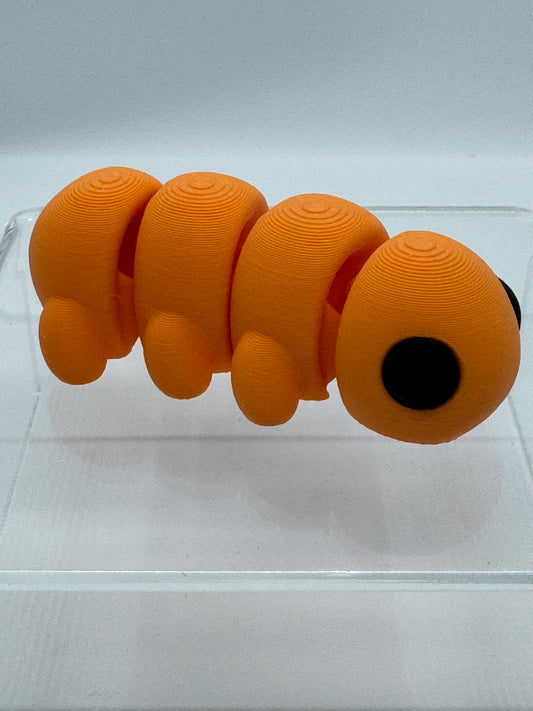 3D Printed Caterpillar Fidget Toy: Flexible Plastic Bug Model