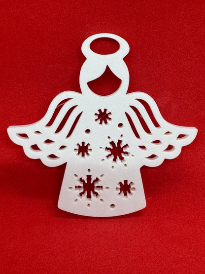 Elegant White Angel Ornaments – 3D Decorative Christmas Tree Set of Five