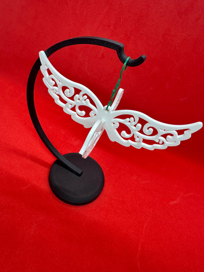 Elegant 3D Printed Christmas Bird Ornament – White Filigree Holiday Decoration