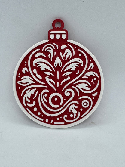 Rustic Red & White Christmas Ornament Set of 10 – Festive Holiday Tree Decorations