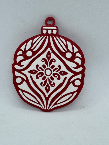 Rustic Red & White Christmas Ornament Set of 10 – Festive Holiday Tree Decorations