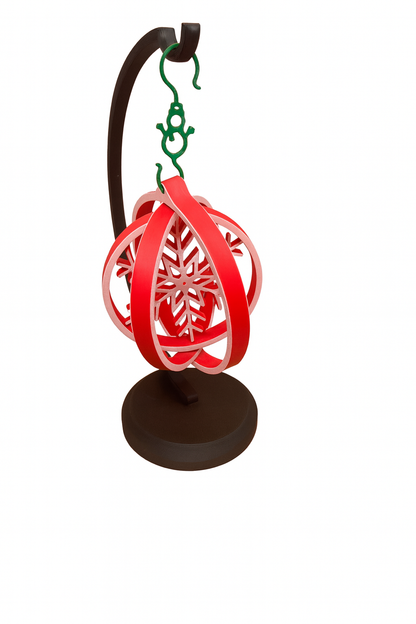 3D Snowflake Christmas Bauble Ornament – Red & White Holiday Tree Decoration