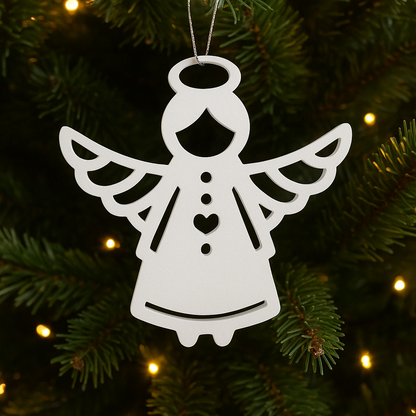 Elegant White Angel Ornaments – 3D Decorative Christmas Tree Set of Five