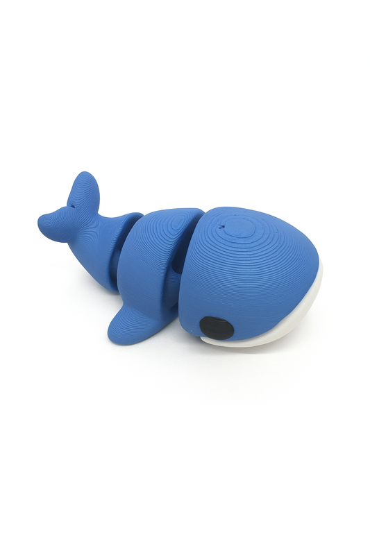 3D Printed Articulated Blue Whale Fidget Toy: Ocean Desk Decor