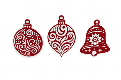 Rustic Red & White Christmas Ornament Set of 10 – Festive Holiday Tree Decorations