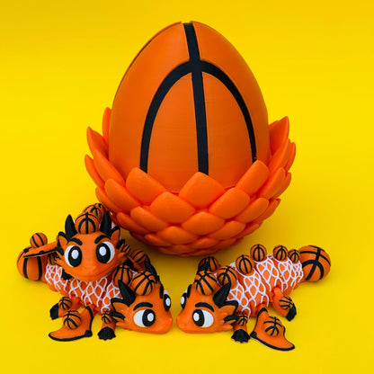 Basketball Dragon with Egg – Articulated Fantasy Figurine – Sports Fan Collectible – Unique Dragon Lover Gift