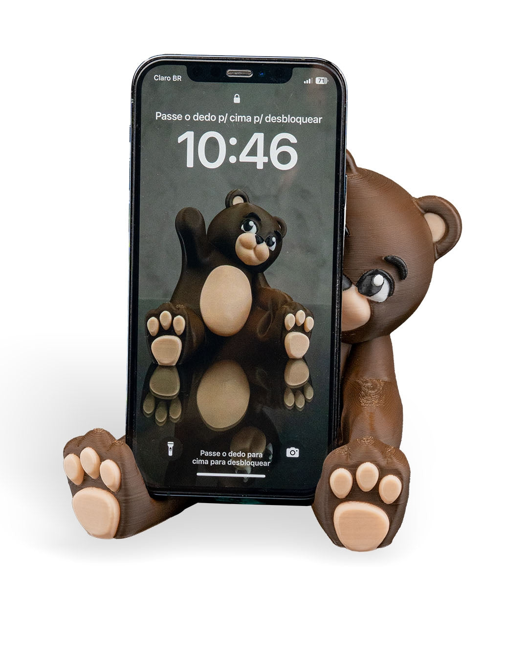 Bear Phone Holder – Cute 3D Printed Smartphone Stand – Woodland Animal Desk Decor – Kawaii Bear Figurine – Unique Phone Dock Gift