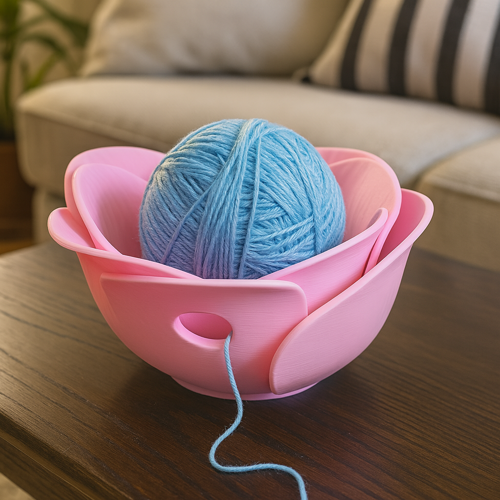 Blooming Rose Yarn Bowl – Decorative Knitting & Crochet Yarn Holder for Tangle-Free Crafting