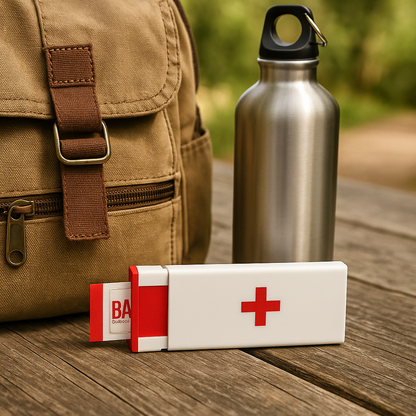Compact Bandage Dispenser with Red Cross: Portable First Aid Holder