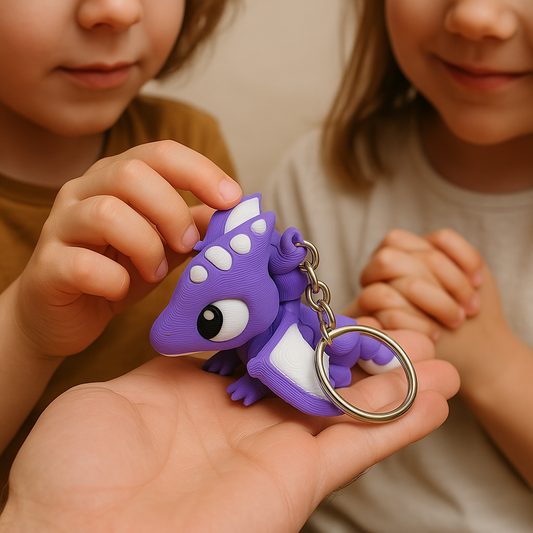 Articulated Purple Pterodactyl with Egg Keychain – Articulating Dinosaur