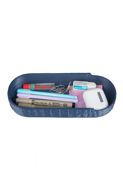 Exotic Croc Texture Desk Organizer Kit | Modern Luxury Oval Tray | Minimalist Office Decor | Stylish 3D Printed Storage Gift
