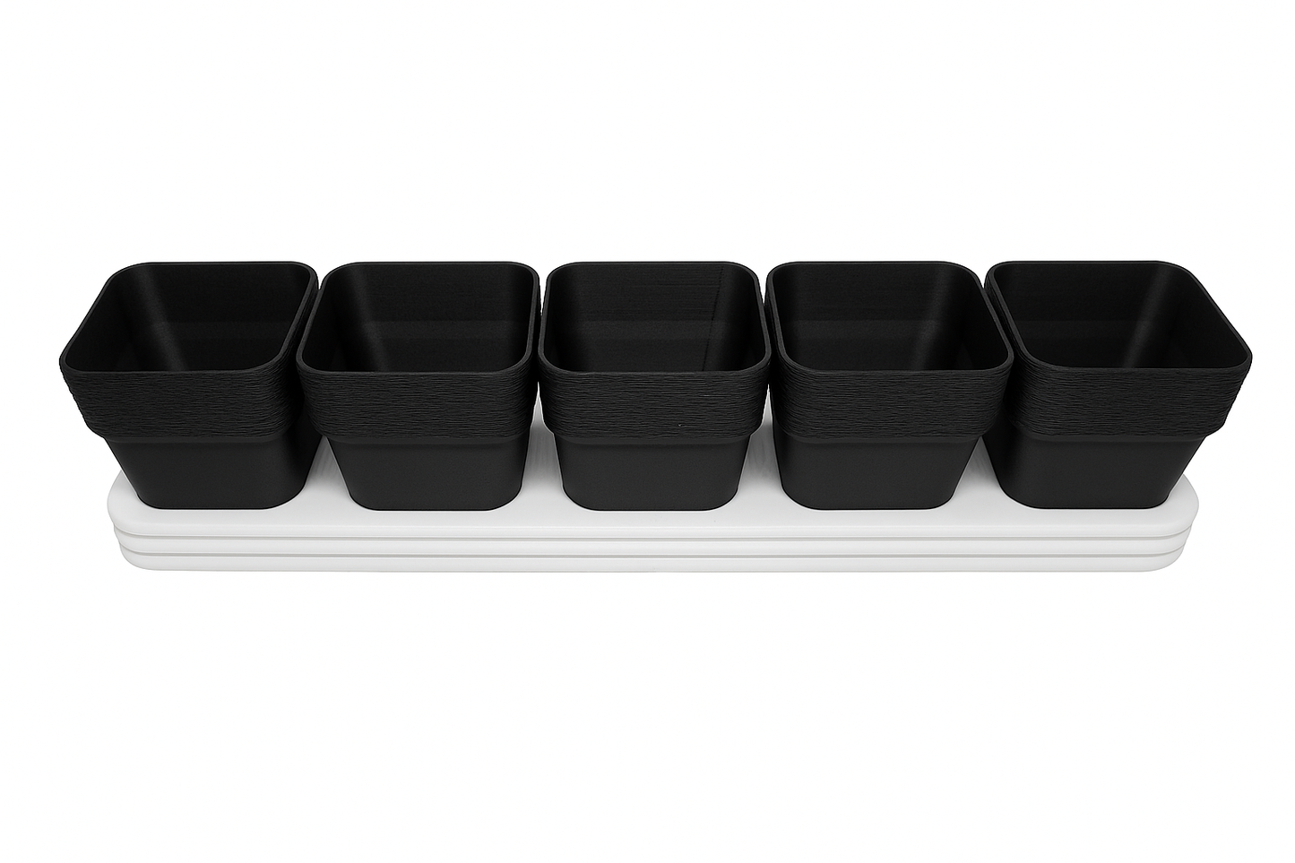 Modern 5-Pot Cultivation Planter Set – Indoor Herb, Succulent, and Seed Starter Pots with Tray