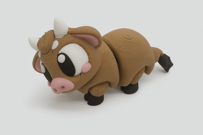 Articulated Brown Cow Fidget Toy: 3D Printed Desk Decor