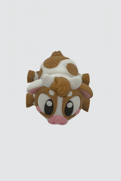3D Printed Articulated Cow Fidget Toy: Multicolor Farm Animal Figure