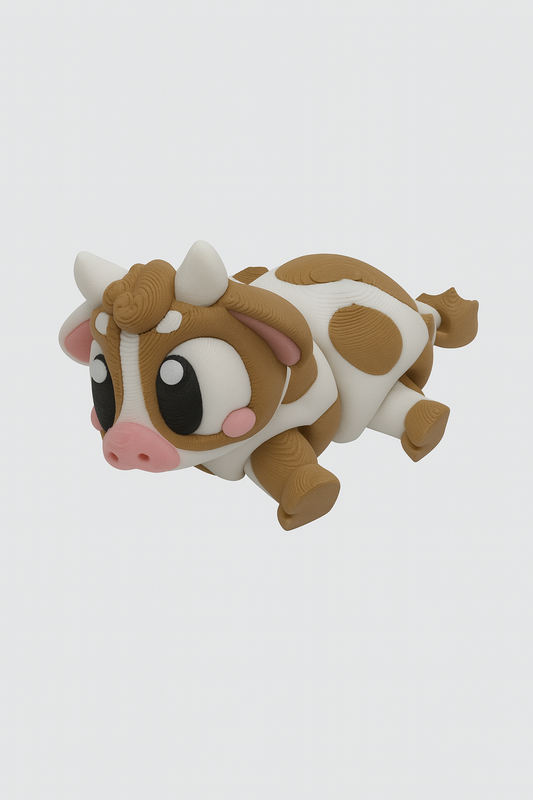 3D Printed Articulated Cow Fidget Toy: Multicolor Farm Animal Figure