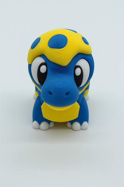 Flexible Baby Dinosaur Keychain: Articulated Blue & Yellow Dino Fidget Toy for Dinosaur Lovers