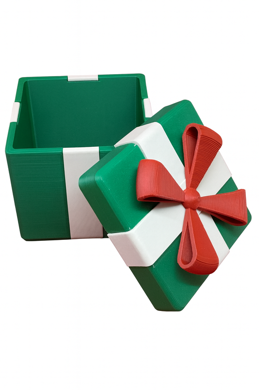 Festive Holiday Gift Box with Red Bow – Christmas Present Box for Candy, Jewelry, and Small Gifts