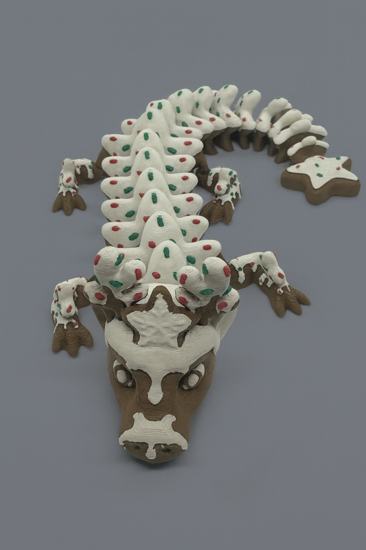 Gingerbread Dragon Figurine – Articulated Christmas Cookie-Inspired Collectible
