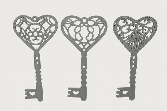 Vintage Heart Christmas Key Ornaments – Holiday Tree Decorations, Keepsake Key Décor
