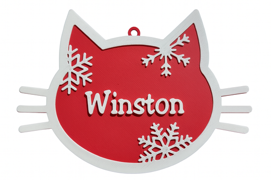 Personalized Cat Christmas Ornament – Custom Kitty Holiday Decoration with Snowflakes