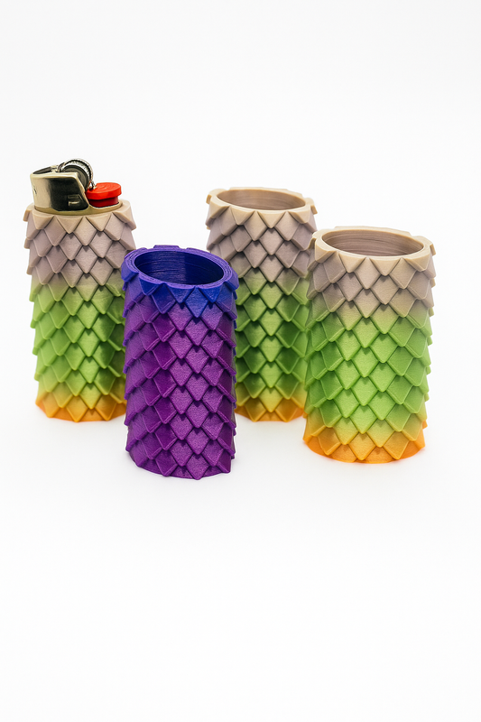 Dragon Scale Lighter Case – 3D Printed Gradient Sleeve for BIC Lighters