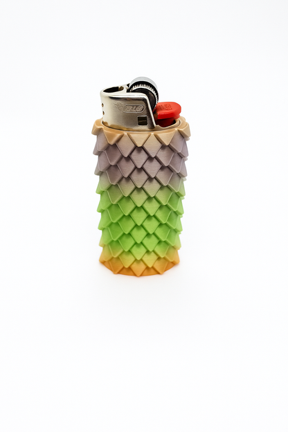 Dragon Scale Lighter Case – 3D Printed Gradient Sleeve for BIC Lighters