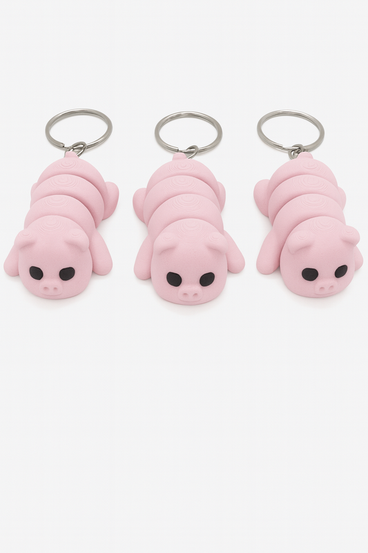 Flexible Pig Keychain: Adorable Articulated Animal Fidget Toy for Bag Charm & Novelty Gift