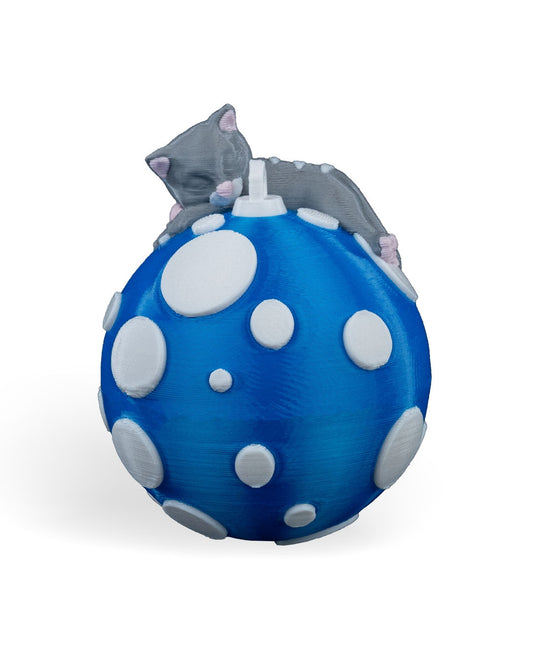 Sleeping Cat Christmas Ornament – Cute 3D Printed Kitty Holiday Tree Decoration – Perfect Gift for Cat Lovers & Pet Parents