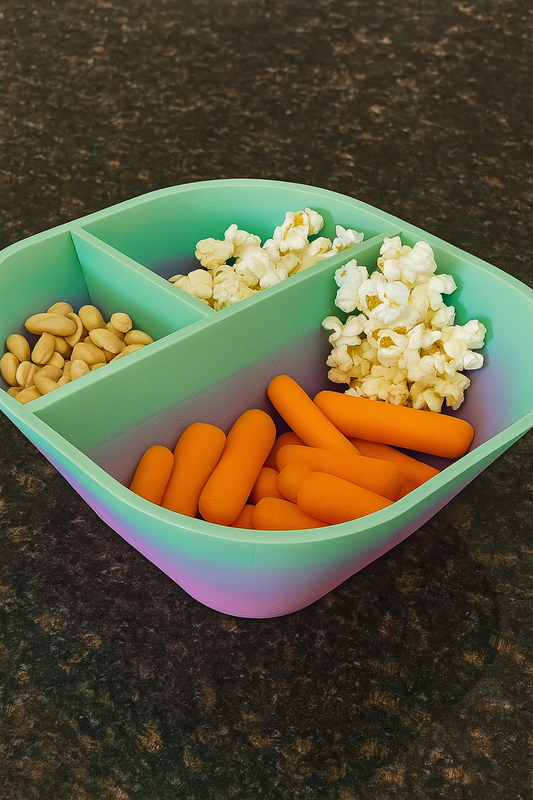 Kids Sectioned Snack Dish: Toddler Portion Control Food Tray