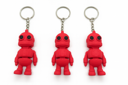 Articulated Steampunk Robot Keychain – 3D Printed Red Collectible Toy with Retro Sci-Fi Vibes