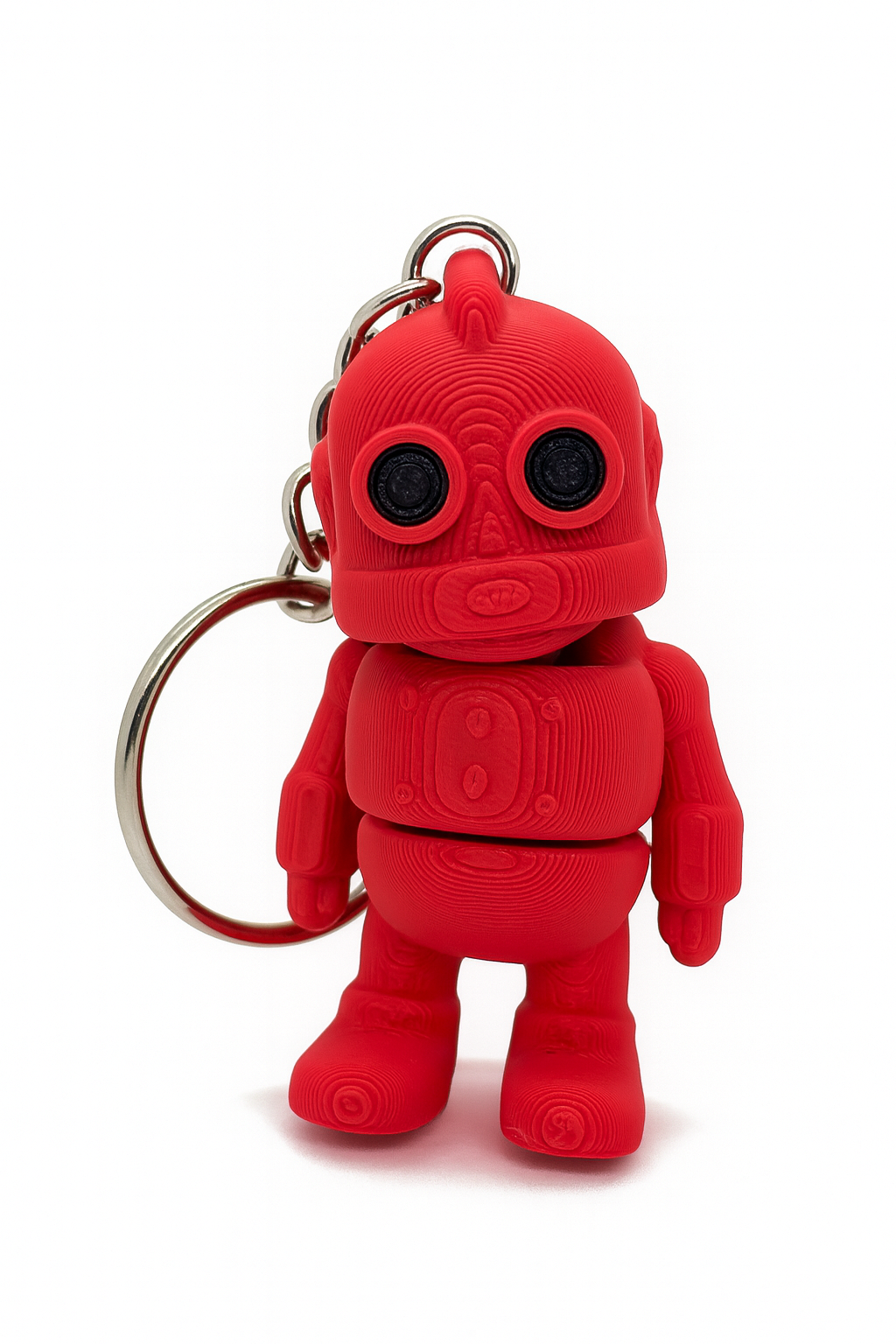 Articulated Steampunk Robot Keychain – 3D Printed Red Collectible Toy with Retro Sci-Fi Vibes
