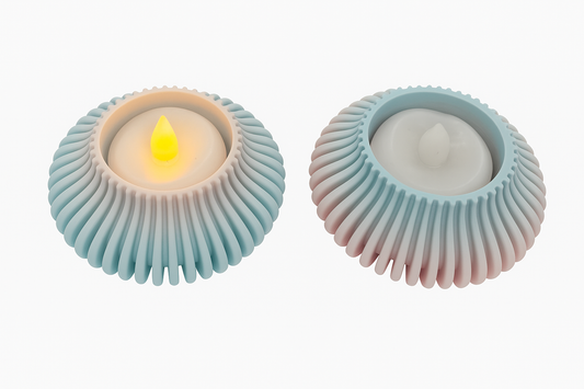 Ripple Gradient Tealight LED Candle Holders - Set of 2 - Flickering Flame Nightlights
