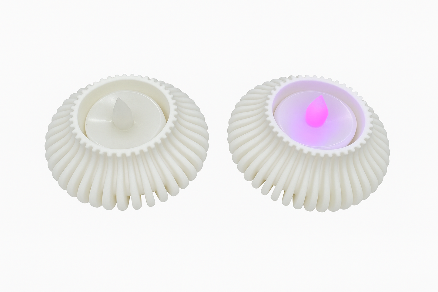 Ripple Gradient Tealight LED Candle Holders - Set of 2 - Flickering Flame Nightlights