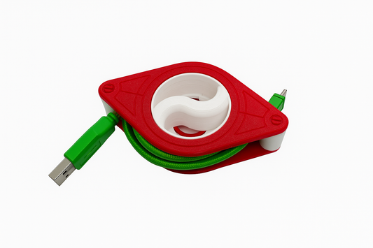 Retractable USB Cable Organizer: Ergonomic Cord Winder for Travel & Desk