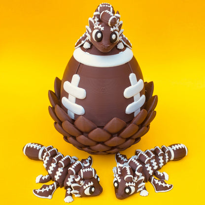 Football Dragon with Egg – Articulated Fantasy Figurine – Sports Fan Collectible – Unique Dragon Lover Gift