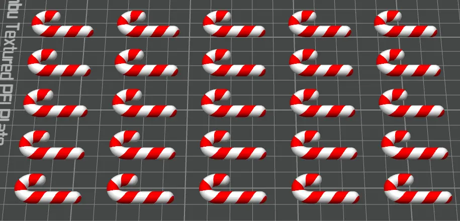 Red and white candy cane pattern on a grid background