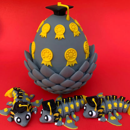 Graduation Dragon with Egg – Articulated Fantasy Figurine – Graduate Gift – Unique Dragon Lover Collectible