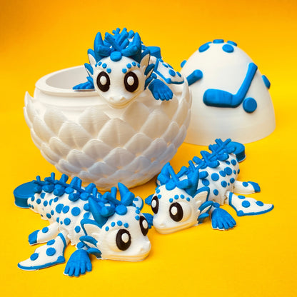 Articulated Ice Hockey Dragon Figurine with Egg: Sports Fan Collectible