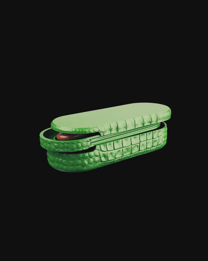 Exotic Croc Texture Desk Organizer Kit | Modern Luxury Oval Tray | Minimalist Office Decor | Stylish 3D Printed Storage Gift