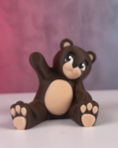 Bear Phone Holder – Cute 3D Printed Smartphone Stand – Woodland Animal Desk Decor – Kawaii Bear Figurine – Unique Phone Dock Gift