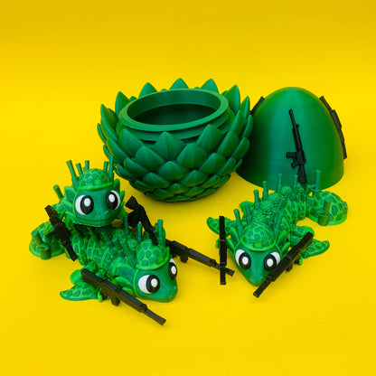 Soldier Dragon with Egg – Articulated Fantasy Figurine – Military Collectible – Unique Dragon Lover Gift
